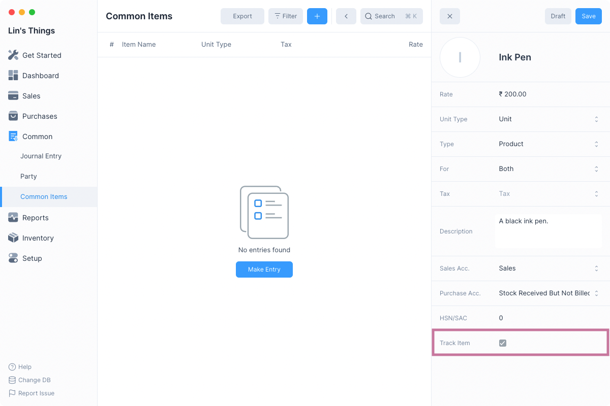 Journal Entry Screenshot
