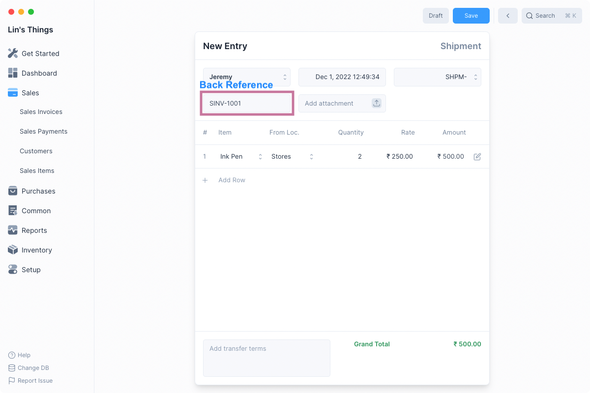 Journal Entry Screenshot