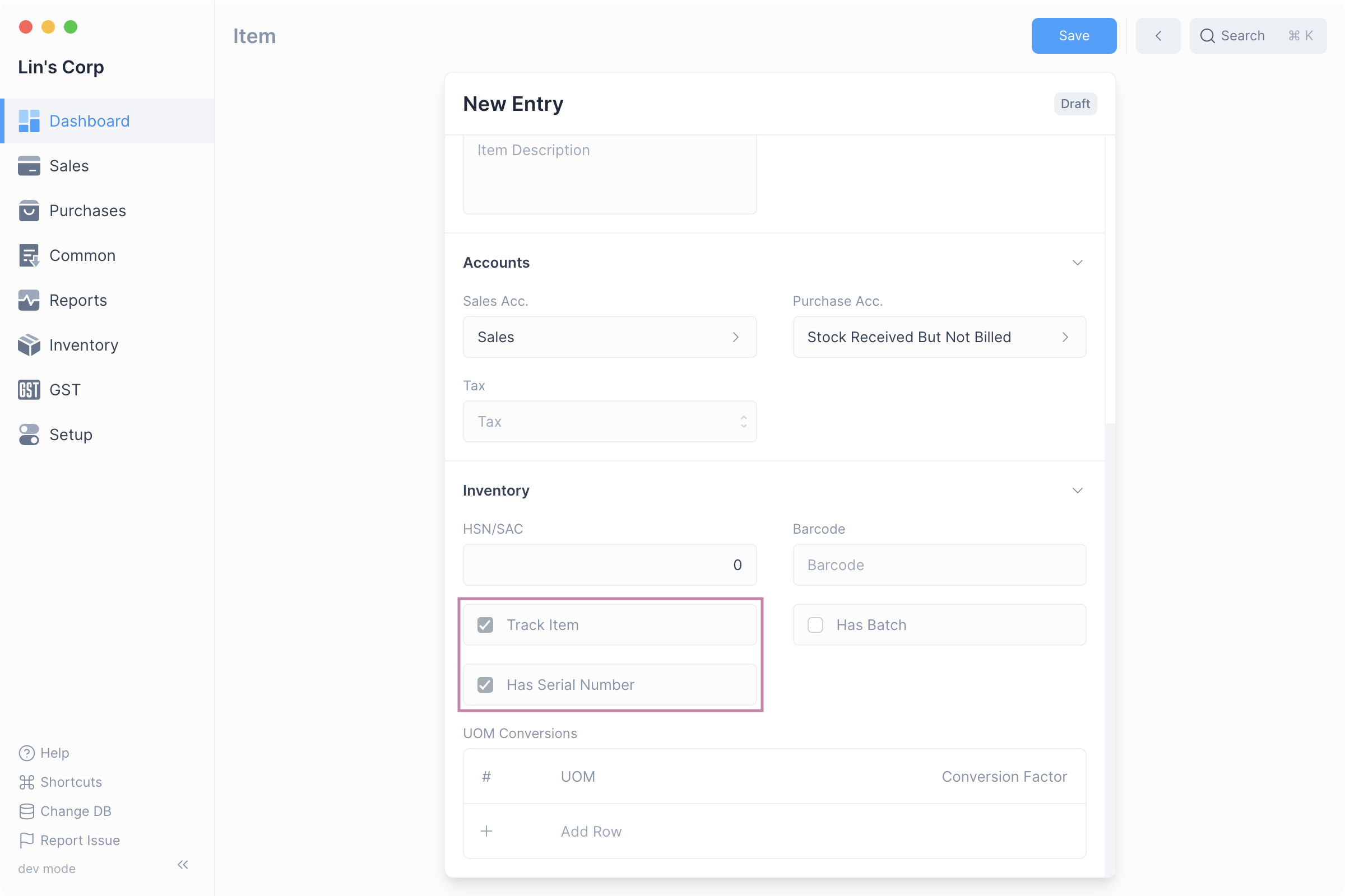 Journal Entry Screenshot