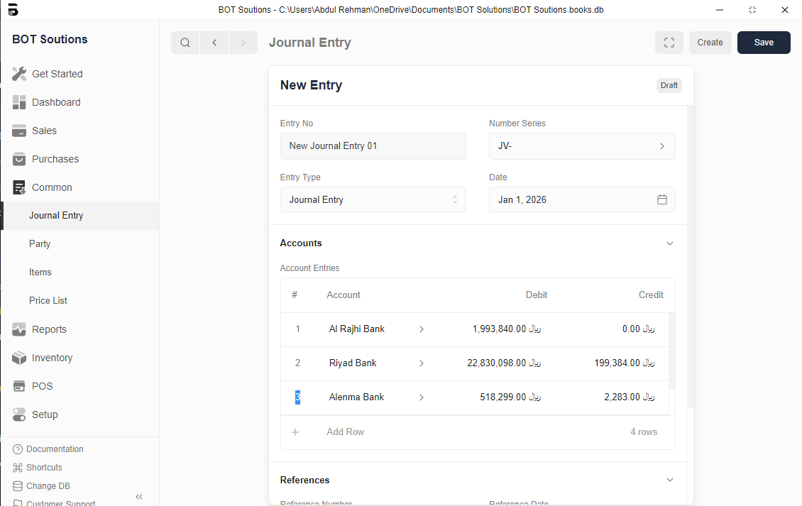 Journal Entry Screenshot