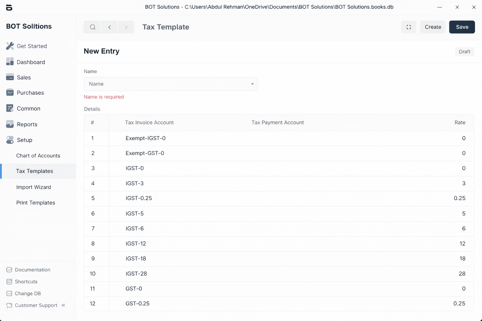 Journal Entry Screenshot